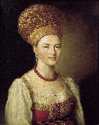 Ivan Argunov Portrait of an Unknown Woman in Russian Costume oil painting